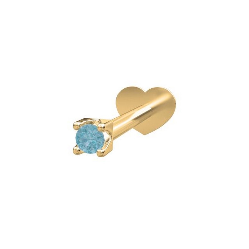 Piercing smykke - PIERCE52 Labret-piercing i 14kt. guld m blå topaz